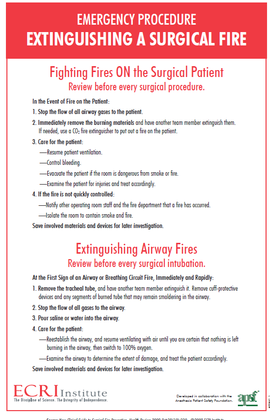 Emergency Procedure for Extinguishing a Surgical Fire 
