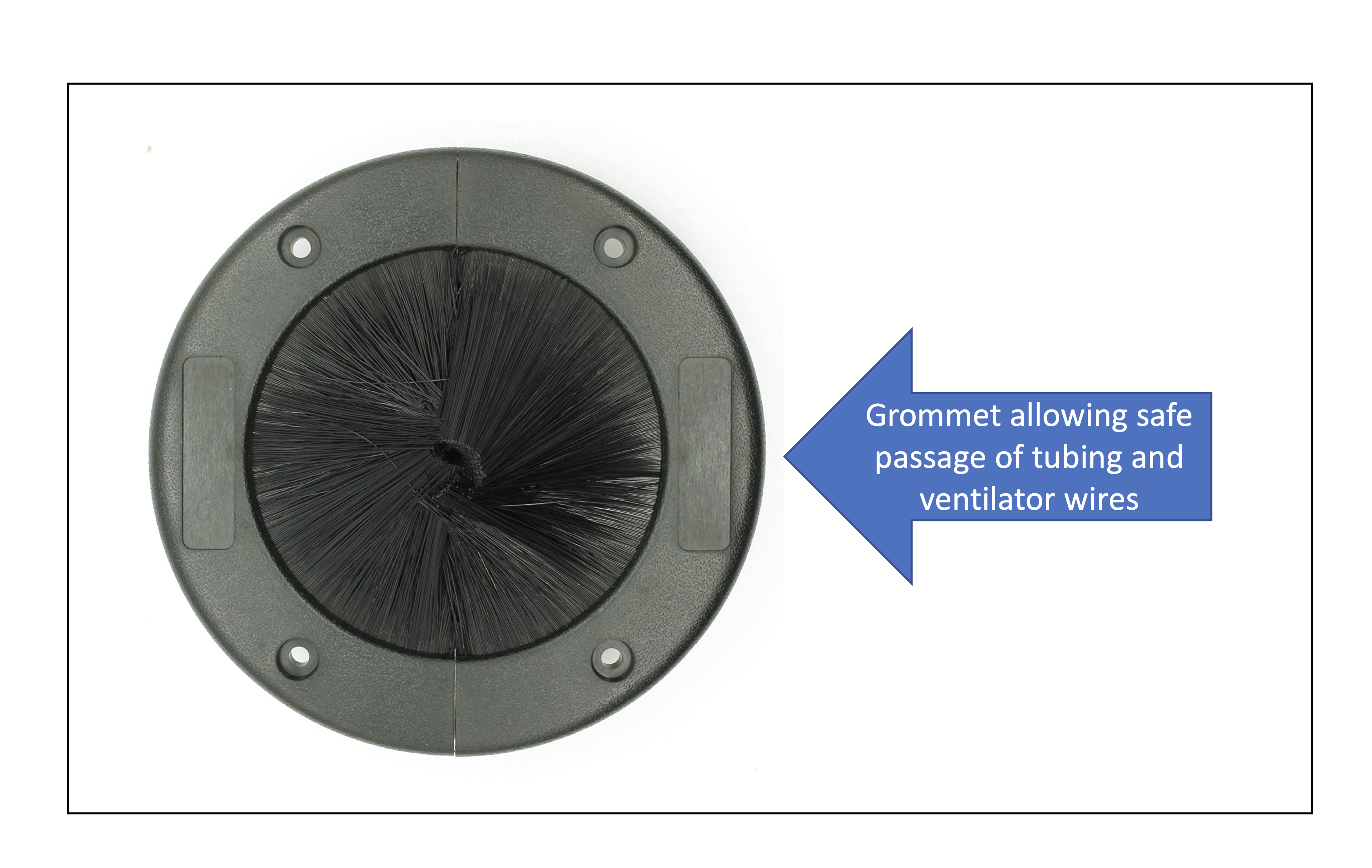 Figure 5: Depicting a grommet that allows safe passage of tubing and wires across ICU room doors.