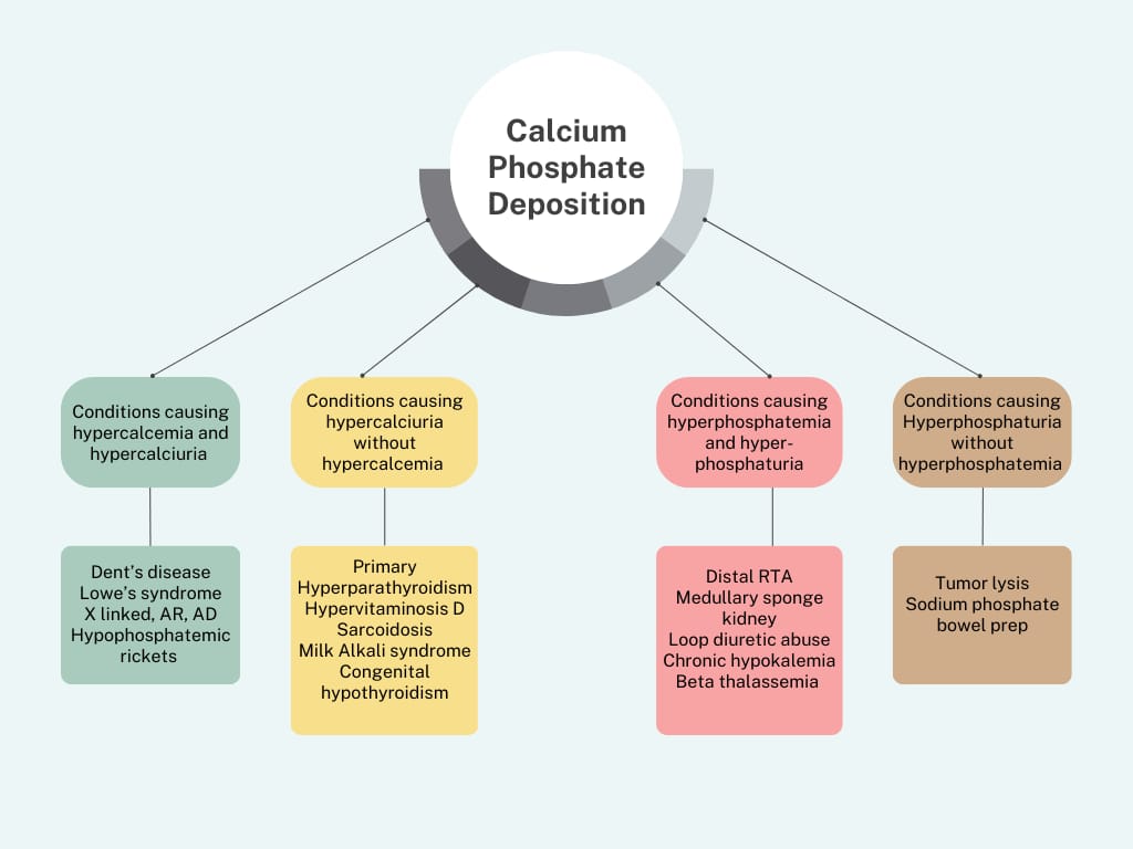 Causes of Calcium phosphate deposition flow sheet