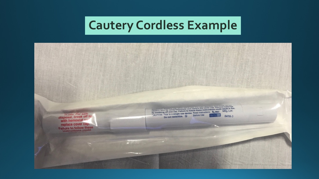 Cautery, cordless, useful in some procedures such as subungual hematoma trephining