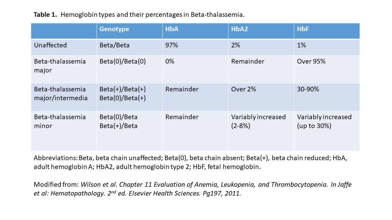Electrophoresis Patterns in Beta-Thalassemia